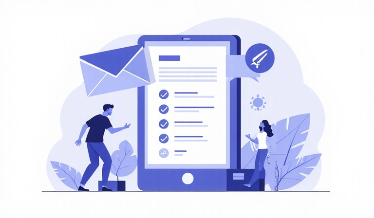 Εικόνα που απεικονίζει τη συλλογή δεδομένων, με εικονίδια email, τηλεφώνου και φόρμας