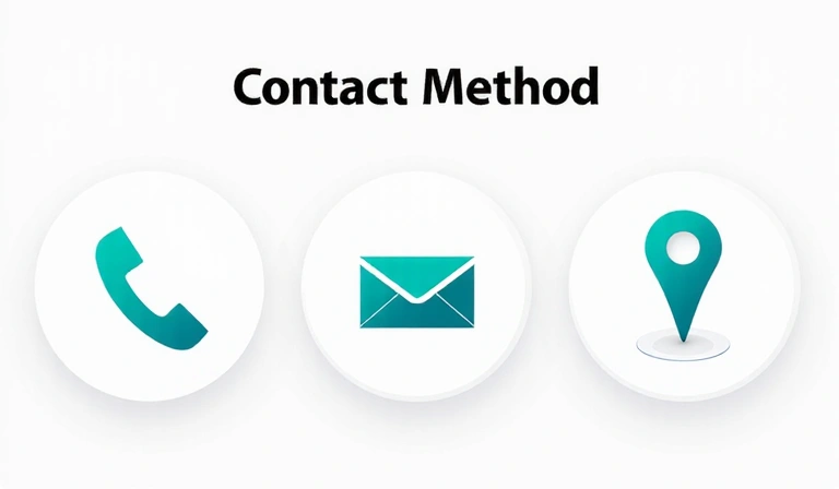 Εικονογράφηση επικοινωνίας με εικονίδια τηλεφώνου, email και τοποθεσίας