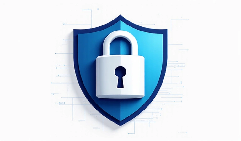 Εικονίδιο ασφάλειας δεδομένων με ασπίδα και κλειδαριά, που αντιπροσωπεύει την προστασία των πληροφοριών